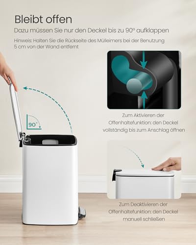 SONGMICS Mülleimer Küche, 20 Liter Tretmülleimer, Stahl, Softclose – Ansicht 8