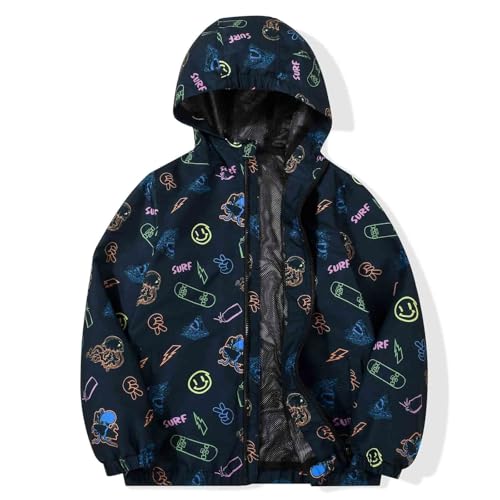 Image of SUNDAY ROSE Boys Windbreaker Jacket Hooded Lightweight Windroof Water-resistant Outdoor Coats for Kids