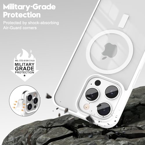 Image of DIZORO iPhone 14 Pro Max Case,Compatible with MagSafe, Non Yellow Military-Grade Drop Protection & Hard PC Back Cover Slim Transparent Anti-Scratch Shockproof Phone Case - White