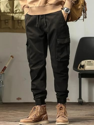 Image of Men's Cotton Cargo Pants Multi-Pocket,Comfortable Work Pants, Durable Trousers & Everyday Wear-CP-031
