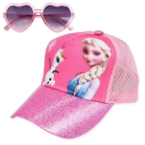 Syijupo Juego de Gorro y Gafas de Sol de Niñas Gorro y Gafas de Sol de Princesa Copa de Béisbol Ajustable para Niños Gafas de Sol de Princesa Gafas de Sol UV400 para 4 a 12 años para Garden Park Beach