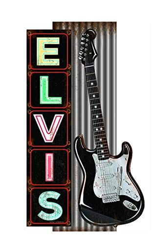 Elvis Presley Marquee Style Metal Wall Sign with Guitar