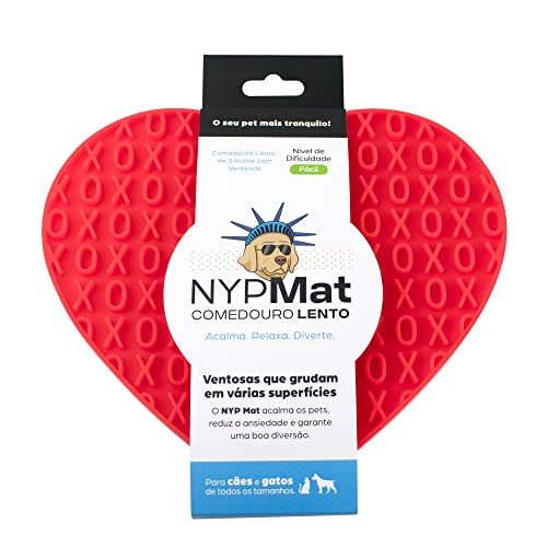 Tapete de Lamber NYPets com Ventosa Modelo Coração (Vermelho)