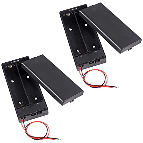 ACEIRMC 2pcs 18650 Battery Storage Case 2 Slots x 3.7V for 2x18650 Batteries Holder Box Container with ON/Off Switch (2 Slots with Switch Cover)