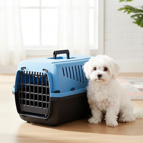 Ferplast Katzentransportbox SKIPPER 2, Hundetransportbox, Haustiertransportbox für kleine Hunde und Katzen bis 8 kg, Hundetransportbox, Katzentransportbox, 55x36xH 33 cm, aus Kunststoff mit Klappgriff
