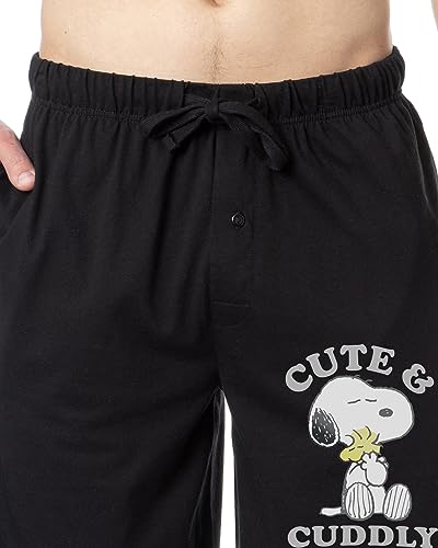 Peanuts Mens' Snoopy Woodstock Cute and Cuddly Sleep Pajama Shorts for Adults3
