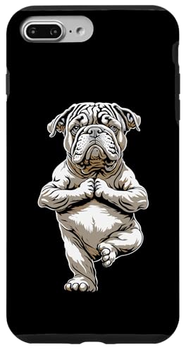 Installazione facile Custodia per iPhone 7 Plus/8 Plus Bulldog inglese Yoga Cucciolo Divertente Cani Albero Posa Vrikshasana