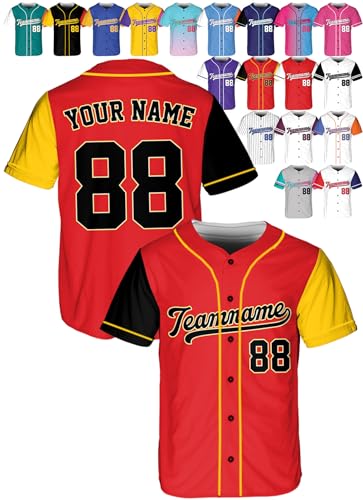 Custom Baseball Jerseys - Personalized Softball Shirts for Men, Women, Boys, and Girls - Customized Team Uniforms for Sports Fans, Teams, Events, Gifts - Add Your Name, Number, Logo
