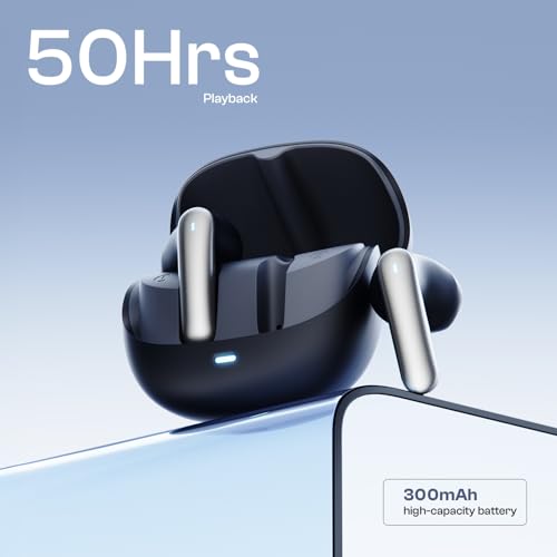 Image of Fire-Boltt Aero Fit TWS Earbuds with Custom EQ, Bluetooth 5.4 Wireless Earphones, 50H Playtime, Fast Charging Case, 50ms Low Latency Gaming & Touch Controls Blue