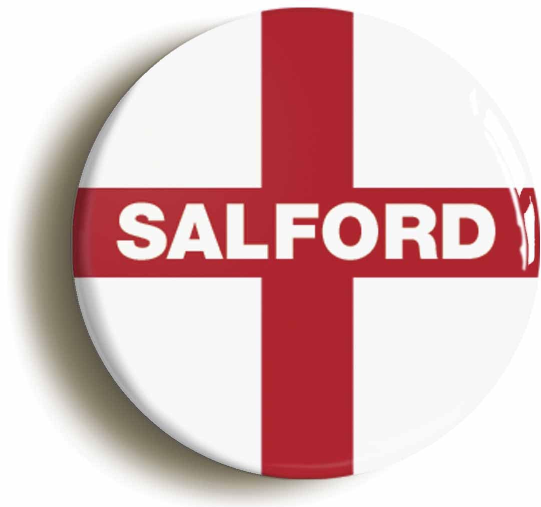 Salford England Flag Fridge Magnet (Circular 2inch / 50mm Diameter)