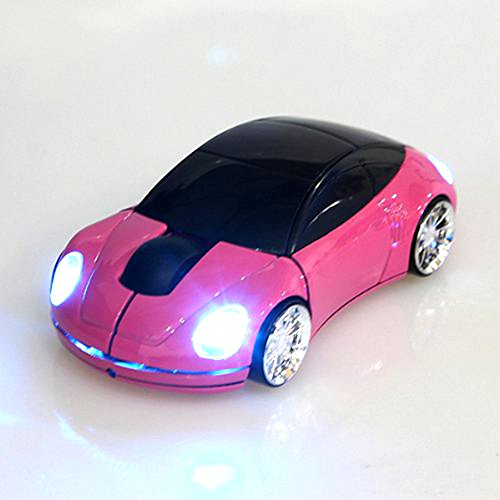 Image of Elsees 2.4GHz 3D Car Shape Wireless Optical Mouse USB Gaming Mouse with Receiver for PC Laptop (Pink)
