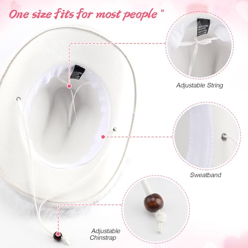 Image of DRESHOW Cowboy Hat for Women and Men Wide Brim Western Cowboy Cowgirl Hat with Belt Buckle Unisex Rolled up Caps