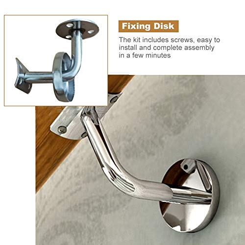 Houten leuning voor trappen, antislip steunstang voor ouderen en kinderen, 0,5 m lang, met metalen hulpstukken voor binnen en buiten - Afbeelding 6