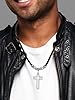 Jovivi Mens Cross Necklace for Men Jewellery,Stainless Steel Silver Cross Pendant Leather Necklace for Boys Men's Surfer Beach Necklaces Christian Gifts #1