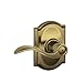 Schlage Accent Lever with Camelot Trim Bed and Bath Lock in Antique Brass - F40 ACC 609 CAM