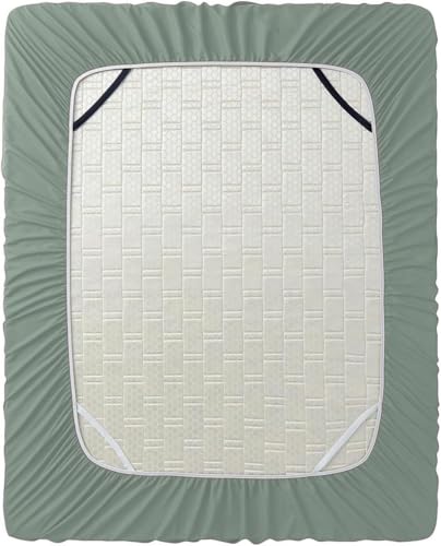 Image of Hearth & Harbor Extra Deep Pocket Queen Fitted Sheet - Fits 18 to 24 Inch Mattress - Ultra Soft 1800 Microfiber, Wrinkle-Free & Breathable - Hotel Luxury Fitted Sheet Only, Sage Green