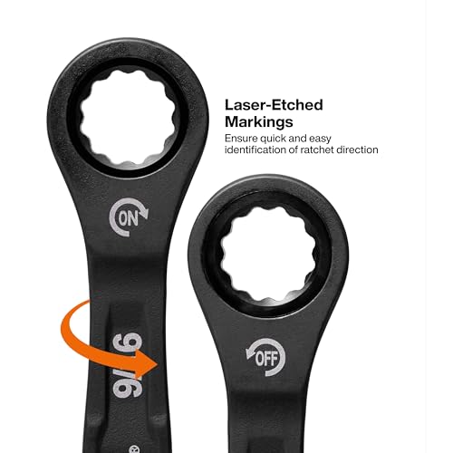 Image of KLEIN TOOLS 69418CG 18-Piece Combination Ratcheting Wrench Set, SAE 1 /4 to 3 /4-Inch and Metric 6 to 19 mm, 90-Tooth Ratchet, MODbox Compatible, Color-Coded Sizes