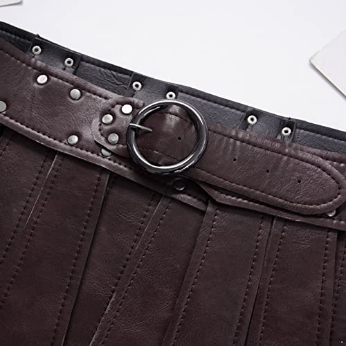 iiniim Roman PU Leather Skirt Belt Medieval Warrior Tassel Waist Belt Viking Knight Fringe Skirt Belt4