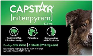 CAPSTAR (nitenpyram) Oral Flea Treatment for Dogs, Fast Acting Tablets Start Killing Fleas in 30 Minutes, Medium & Large Dogs (Over 25 lbs), 6 Doses