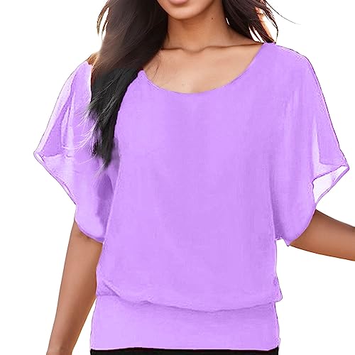T-shirt manches chauve-souris en mousseline léger pour terrasses d'été