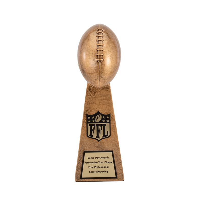 Same Day Awards Gold Vince Replica Fantasy Football Trophy (2 Sizes) - Engraving Included (15 Inches) (10.75 Inches)
