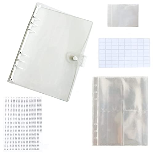 esowemsn A Set of White Diamond-Paint Beads Storage Book DIY Diamond-Paint Accessories Kit Diamond-Paint Storage Book Binder with Pockets,100pcs Self-Sealing Bags Clear Loose Leaf Organizer (White)