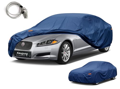 Image of Kaugung Custom Fit Sedan Car Cover for Jaguar XF (2009-2024), Heavy Duty Waterproof All Weather Outdoor Protection, Breathable Full Exterior Cover with Vent, Rain Sun Snow UV Proof