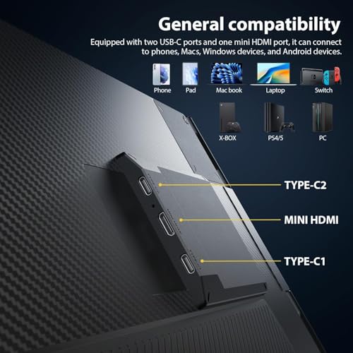 Image of Leudaich Laptop Screen Extender, 14 inch FHD 1080P IPS Laptop Monitor Extender Dual Screen, Portable Monitor for Laptops 13-16 inch with USB-C /HDMI Port, Plug & Play for Windows /Mac /Android