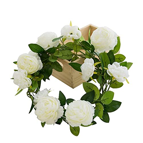 Spring Summer Simulation Peony/Rose Wreath 1.8M Door and Wall Wedding Decor Flowers (White)