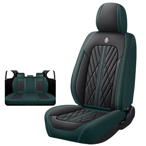 日産セレナ C27 C26 C25 H28.8~に適用車シートカバー座布団 防水 全天候型汚れ防止 取付簡単 滑り止め 収納便利クッションプロテクター前後席背もたれ耐摩耗性通気ナッパレザー素材(黒緑)
