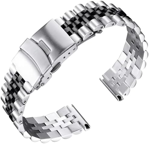 BINLUN Stainless Steel Watch Strap Replacement Metal Watch Bracelet 18mm 20mm 22mm 24mm 26mm Smart Watch Band for Men Women in Silver, Gold, Black, Rose Gold, Two Toned with Safety Deployment Clasp