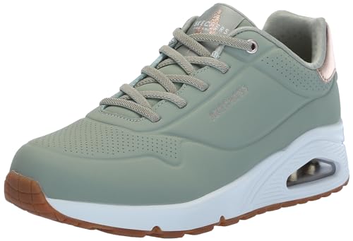 Image of Skechers Women's Uno Shimmer Away Sneaker | Casual sneaker, Skechers Air-Cooled Memory Foam, Skech-Air, Wedge Fit with 1-inch height, Slip-On, stretch laces