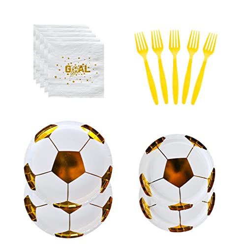 96pcs Vaisselle Jetable de Thème de Football pour 24 Invités Kit Party Vaisselle Y Compris Assiettes, Serviettes, Fourchette pour Anniversaire, Mariages, Enfants Party