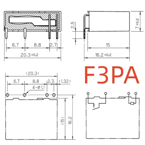 Relais F3PA012V 4 broches pour circuits électroniques et boîtiers de commande