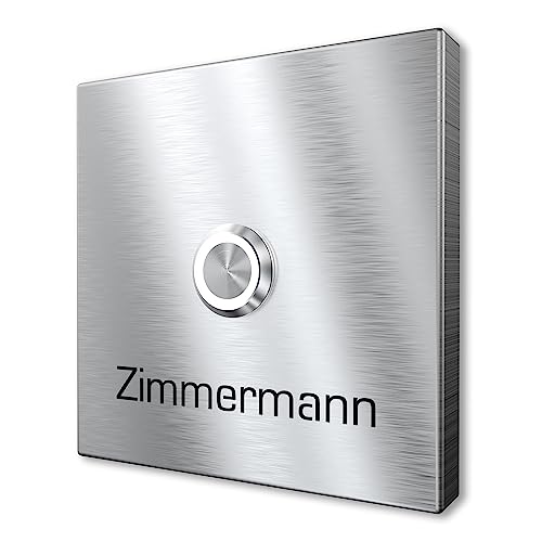 Plaque de Sonnette en saillie en Acier Inoxydable V2A avec Gravure par Graviers Design - Acier Inoxydable - Bouton de Sonnette LED - Sonnette - Made in Germany