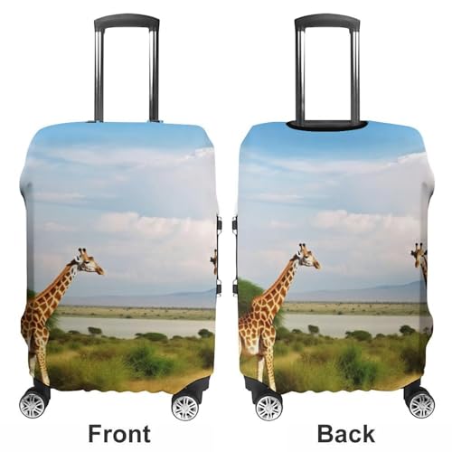 Luggage Cover Travel Suitcase Cover Elastic Washable Luggage Protector with Zipper African Landscape And Giraffe Anti Scratch Suitcase Protector Funny Luggage Sleeve for Suitcase 19'' - 32''3