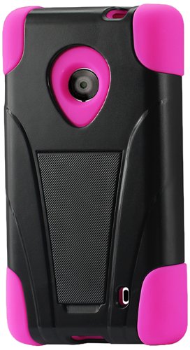 Reiko Silicon Case/Protector Cover for Nokia Lumia 520/521 - Non-Retail Packaging - Hot Pink/Black