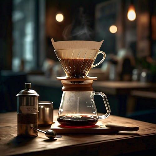 Image of TGL Co. V60 Brown Coffee Filter Papers Size 02-100 Count | Bleach-Free Cone-Shaped Paper Filters | Natural Paper Filter for Pour Over & Drip Coffee Maker | Disposable, No Blowout Design