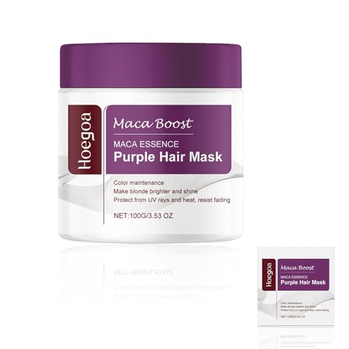 Mascarilla para el pelo púrpura Maca Deep Repair Colágeno Mascarilla para cabello rubio rubio gris Purple Hair Mask Neutraliza el tinte amarillo queratina alisado para reparación profunda para todo