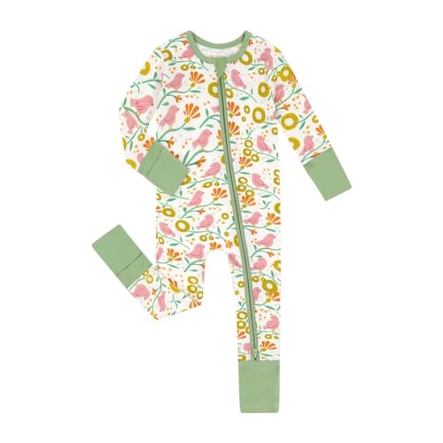 Image of Teach Leanbh Unisex Baby Bamboo Viscose Pajamas with Mittens and Feet Cuffs 2 Way Zipper Long Sleeve Romper Sleep and Play