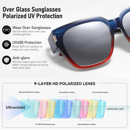 Image of HAOLOTA Polarized Fit Over Glasses Sunglasses for Women UV Protection