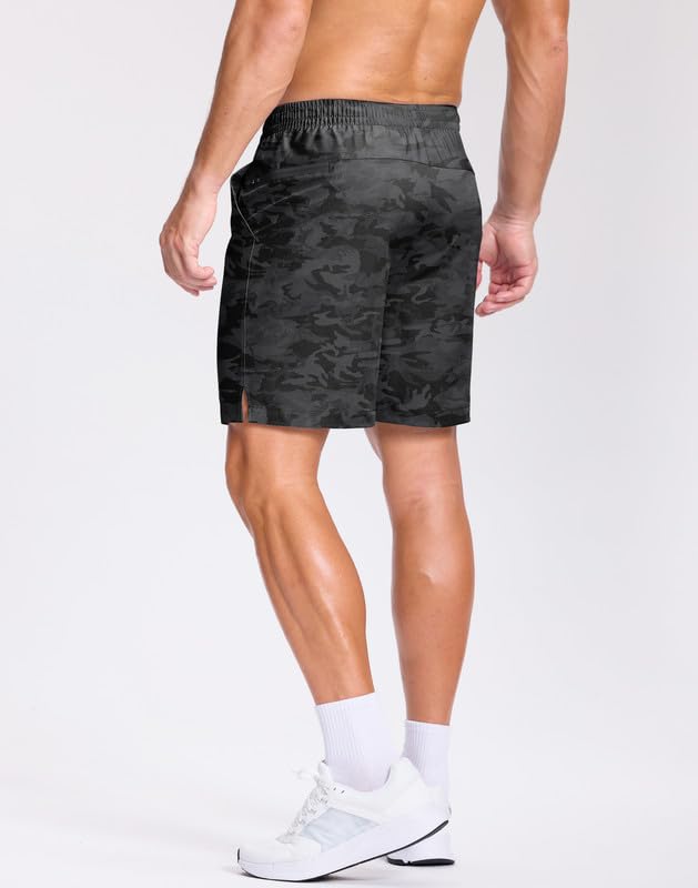 Image of GGJ Men's Lightweight Athletic Shorts with 2 Zipper Pockets 7 inch /9 inch /5 inch Gym Workout Running Quick Dry Tennis Shorts for Men