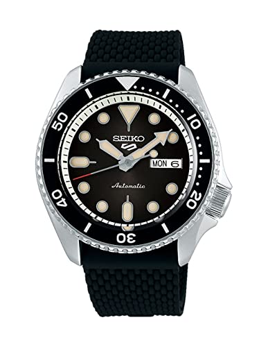 Seiko Herren Analog Automatik Uhr mit Silikon Armband SRPD73K2