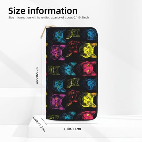 Wallet Women - Colorful Cute Cat Print Leather Wallet Large Capacity Bifold Long Ladies Wallets With Zipper2