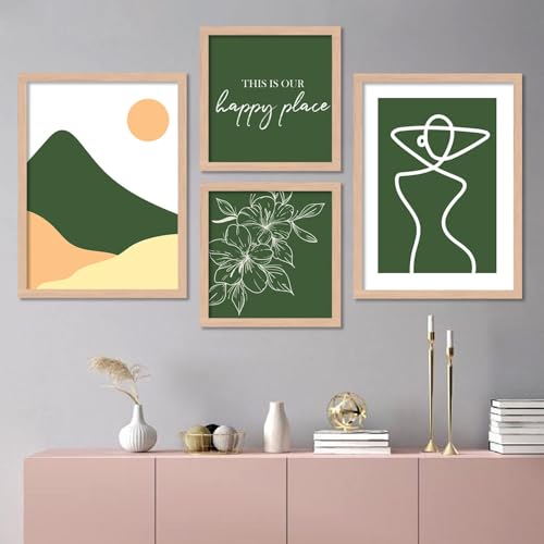 Image of kotart Painting Modern Art Wall Decor Framed Wall Paintings for Living Room, Bedroom - Framed Wall Decor Paintings - Nature Theme Photo Frames for Wall Decoration Set of 4 (Art-8, 13X17 inch)