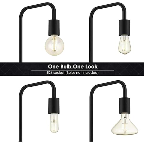 Lámpara de pie industrial negra con base E26 para dormitorio 4