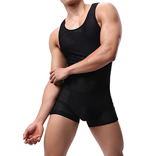 YUFEIDA Men's Athletic Supporters Bodysuit Slim Fit Wrestling Leotard Active Base Layers Jumpsuit Mesh Breathable4