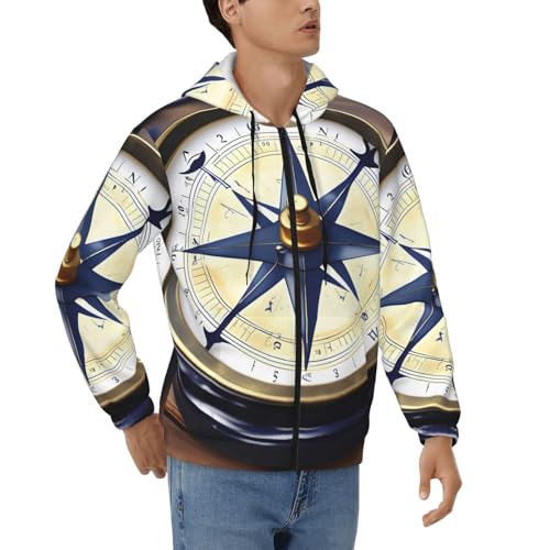 Sweat homme zippé à capuche manches longues cordon de serrage motif voile