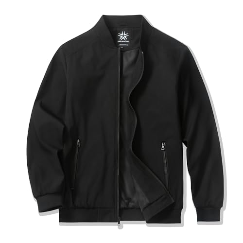 URBANFIND Men's Bomber Jackets Casual Lightweight Windbreaker Fashion Spring Fall Coats US L Black