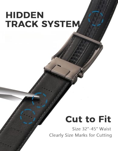 Ratchet Belts for Men, Genuine Leather Dress Belt, Adjustable Comfort Click Buckle3